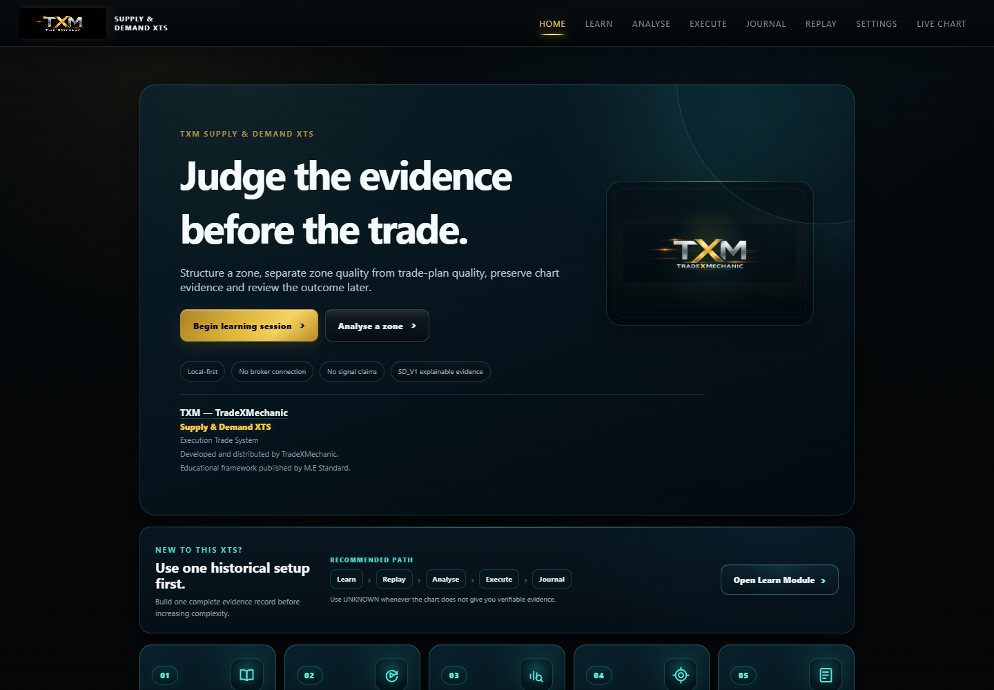 Supply & Demand XTS application home screen